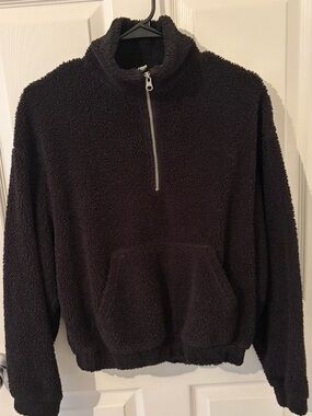 H&M Black Sherpa Half-Zip Pullover